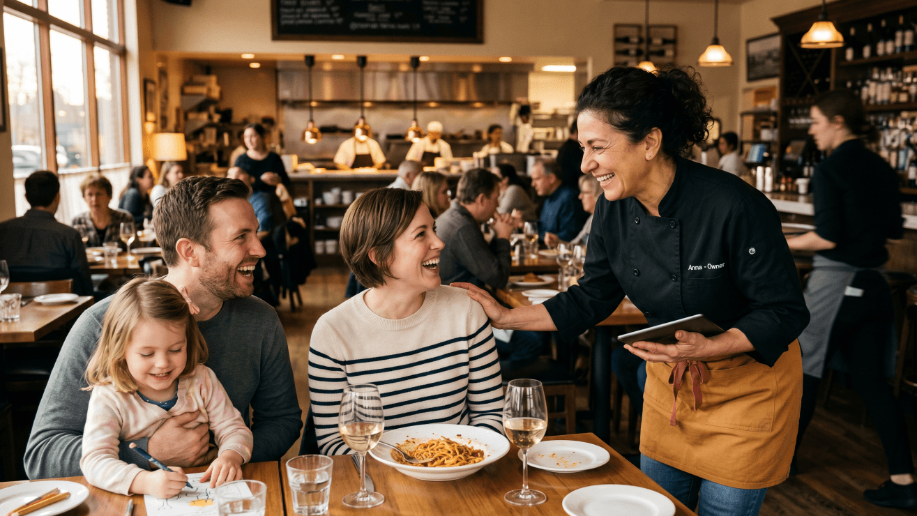Happy customers dining